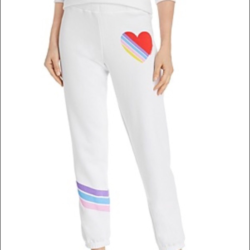 Lauren Moshi x Aqua striped- heart sweatpants
